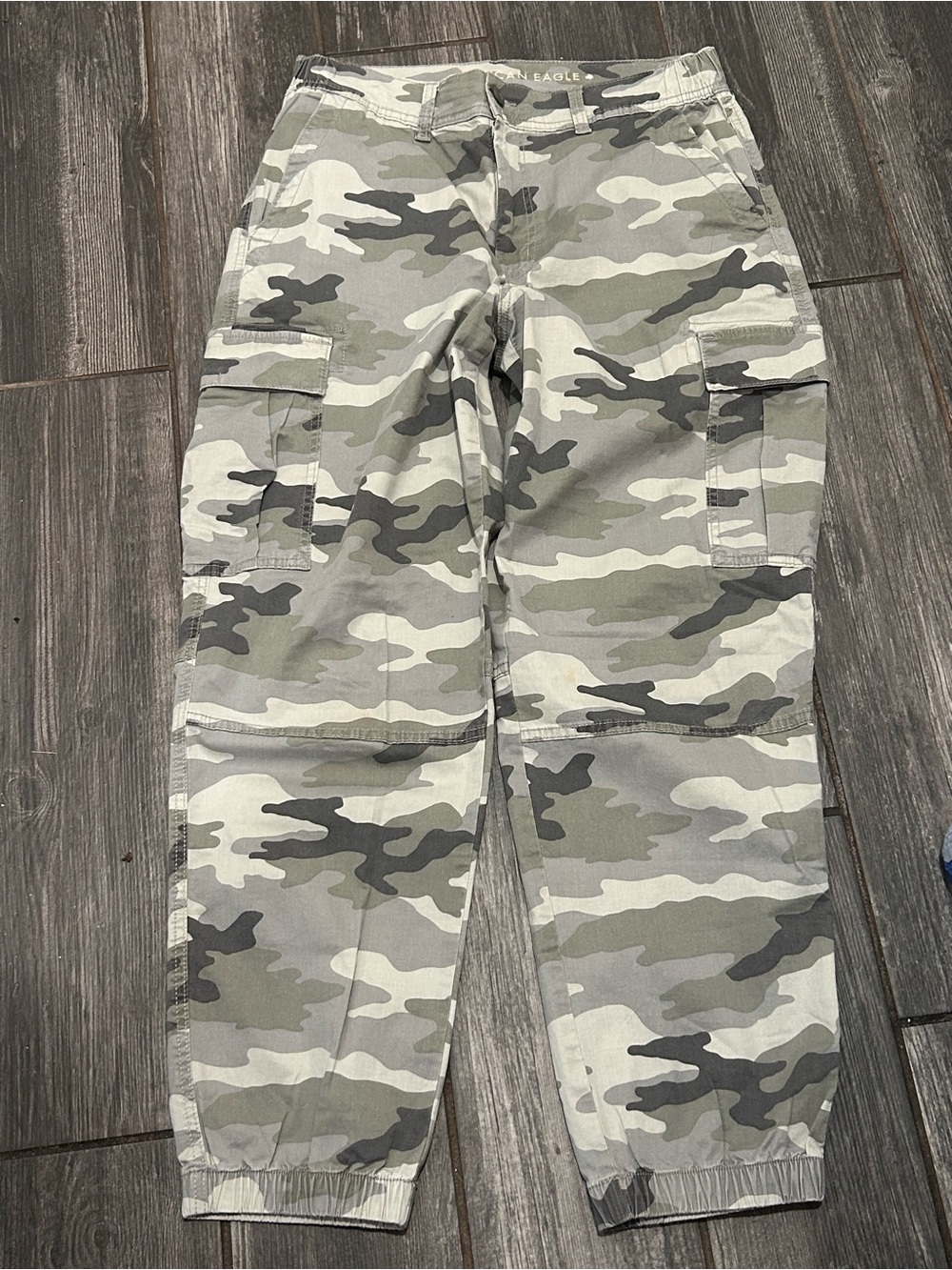 American Eagle Outfitters Men's Gray & Olive Camo Cargo Pants